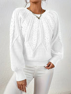 Afslappet kabelstrikket sweater, farvedetalje