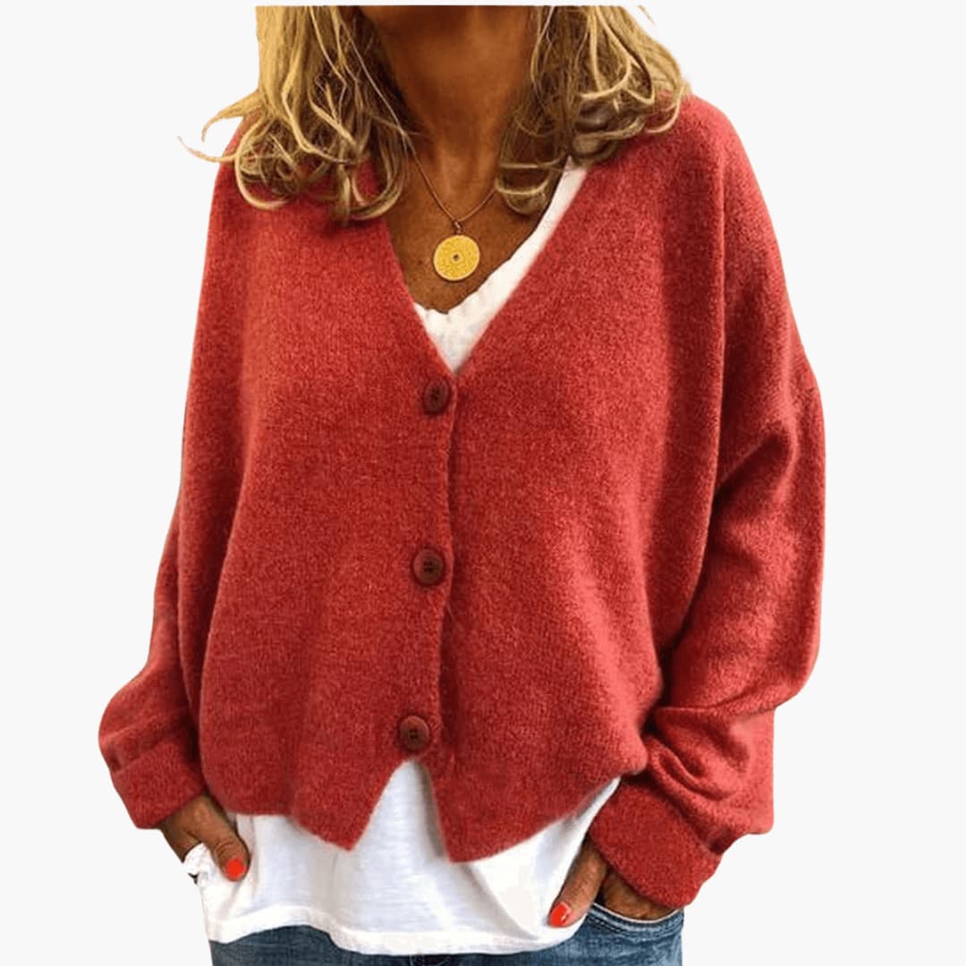 Hyggelig Cardigan med V-hals og Knapper
