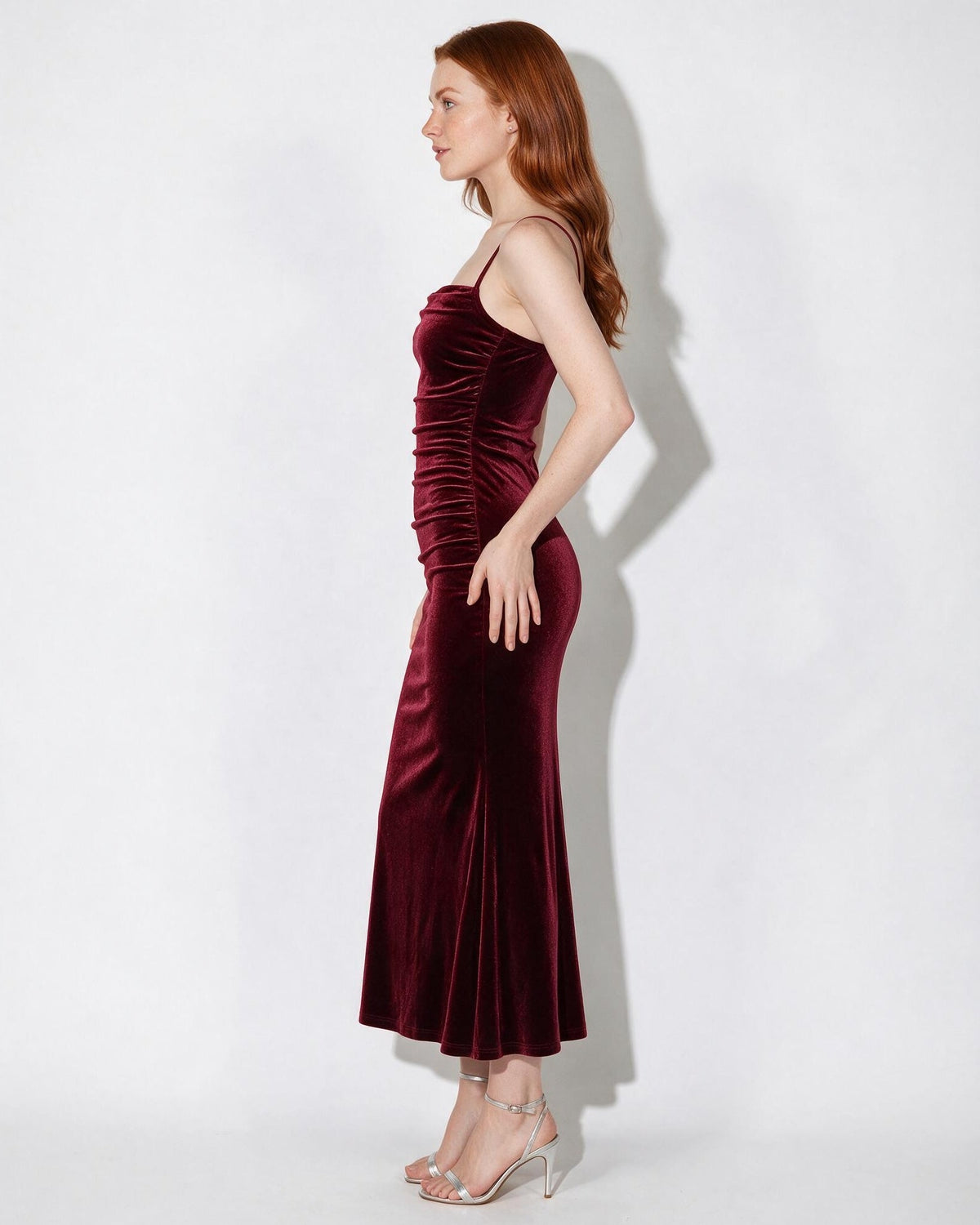 Ruched square neck mermaid maxi dress, detail view 2
