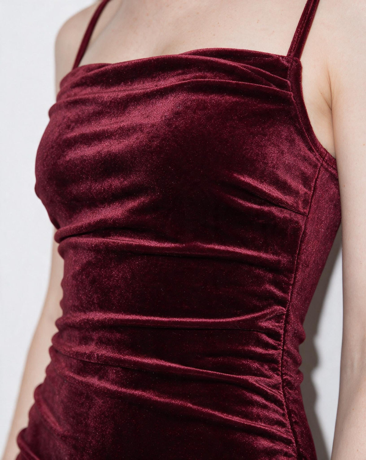 Ruched square neck mermaid maxi dress, detail view 3