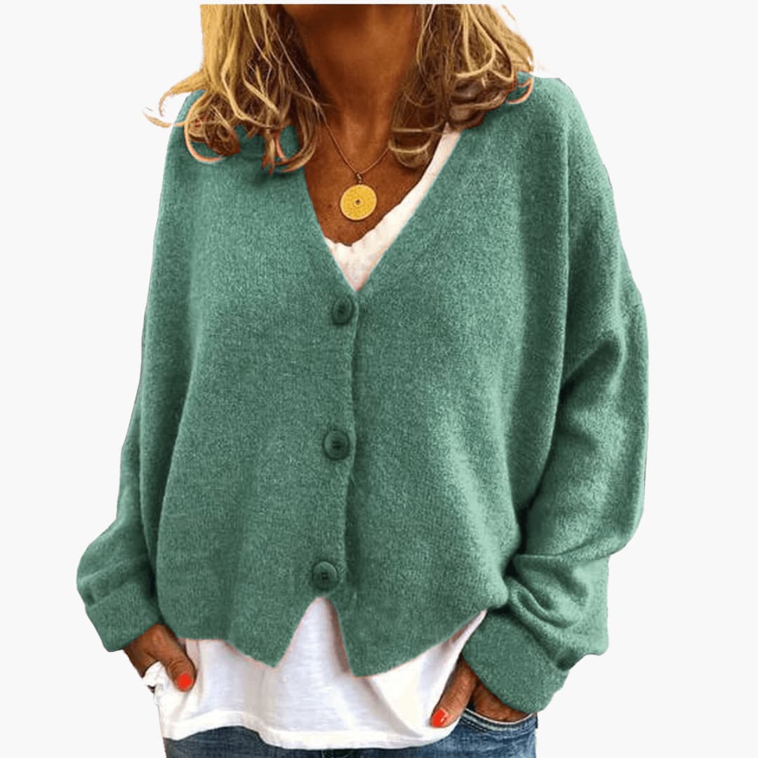 Hyggelig Cardigan med V-hals og Knapper