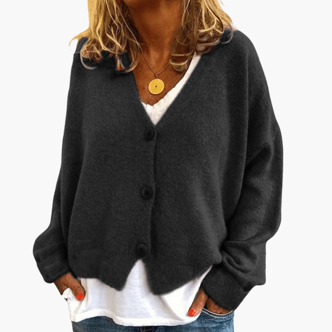 Hyggelig Cardigan med V-hals og Knapper