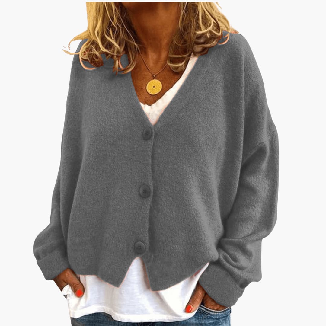 Hyggelig Cardigan med V-hals og Knapper