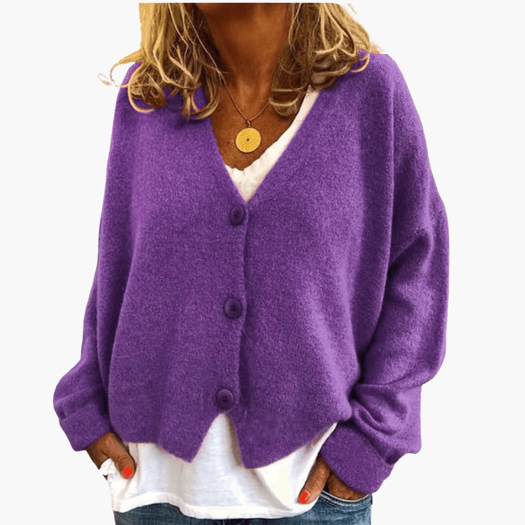 Hyggelig Cardigan med V-hals og Knapper
