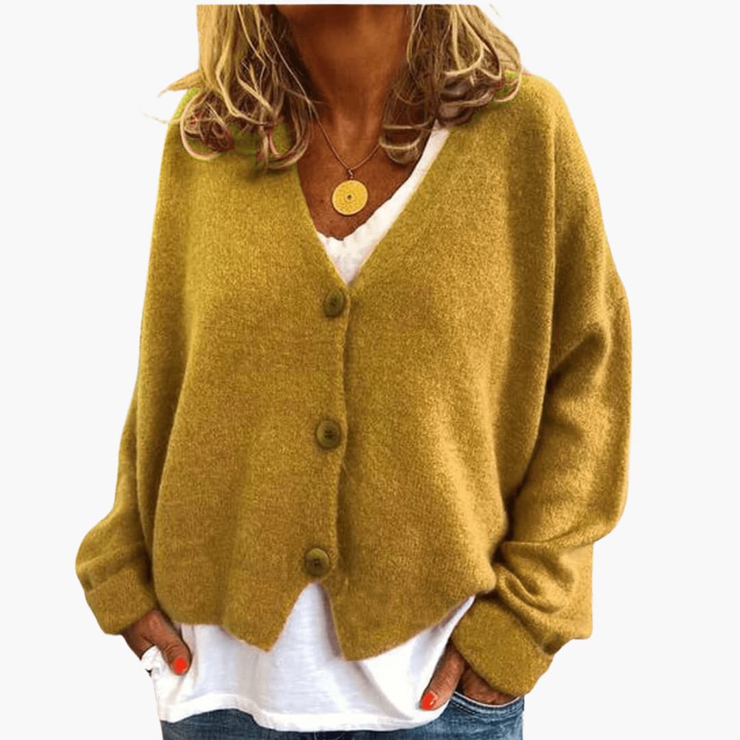 Hyggelig Cardigan med V-hals og Knapper