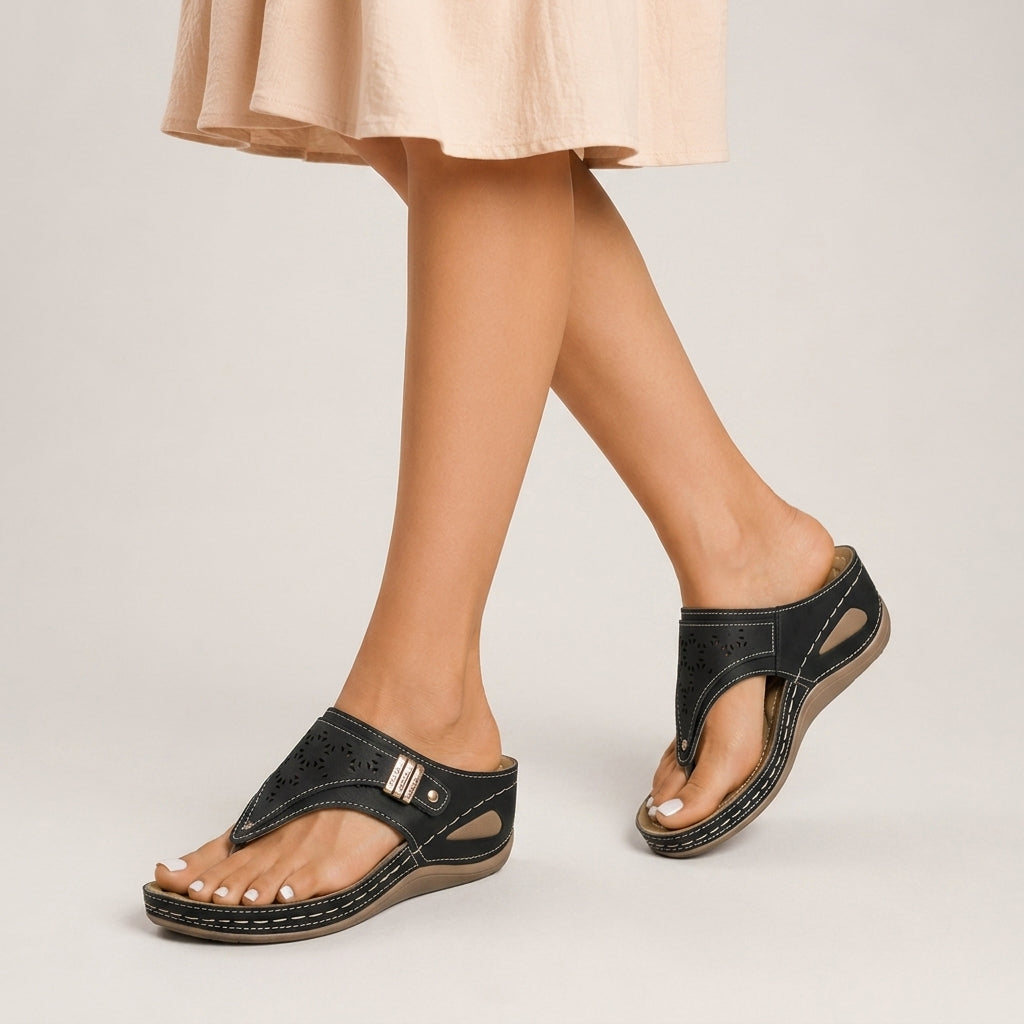 Cushioned wedge thong sandals, alternate view 2