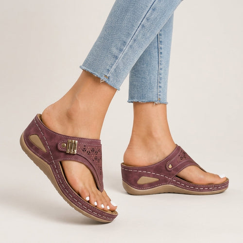 Cushioned wedge thong sandals