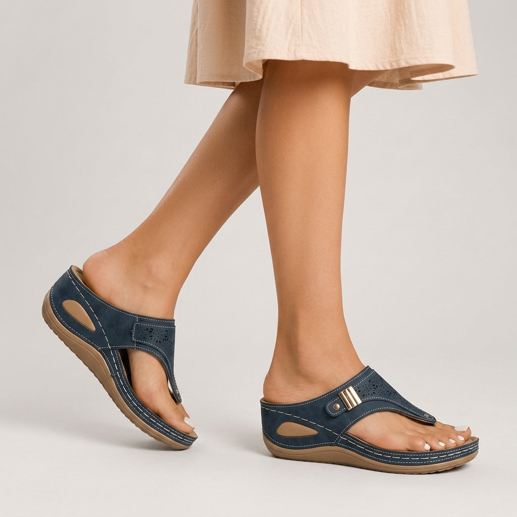 Cushioned wedge thong sandals, alternate view 3