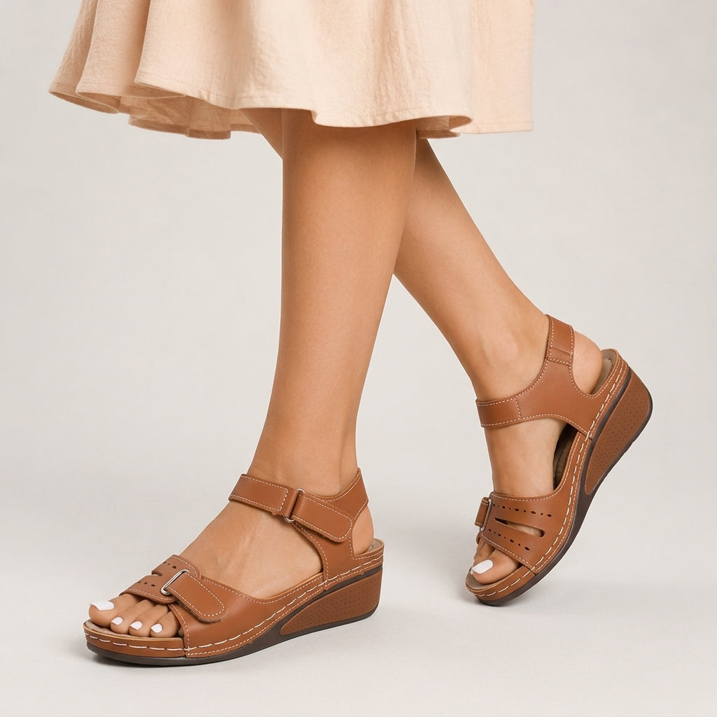 Open-toe cushioned wedge sandals, alternate view 3