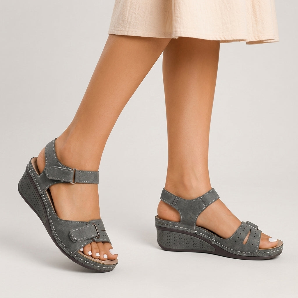 Open-toe cushioned wedge sandals, alternate view 8