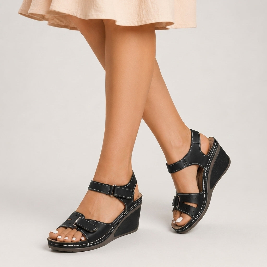 Open-toe cushioned wedge sandals, alternate view 2