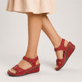 Open-toe cushioned wedge sandals