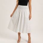 White linen blend midi skirt, alternate view 2