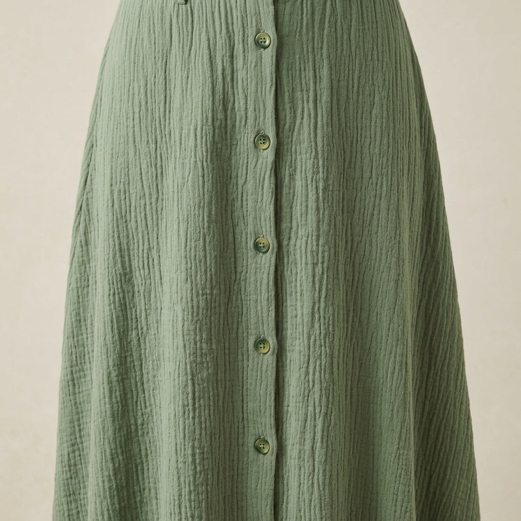 Elegant button-front flowy skirt, alternate view 4