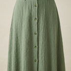 Elegant button-front flowy skirt, alternate view 4