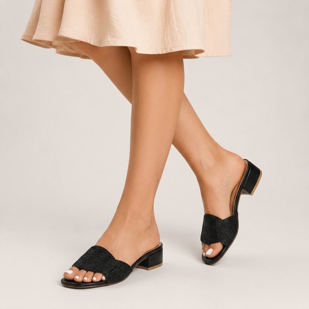 Woven cross-strap block heel mules, alternate view 3