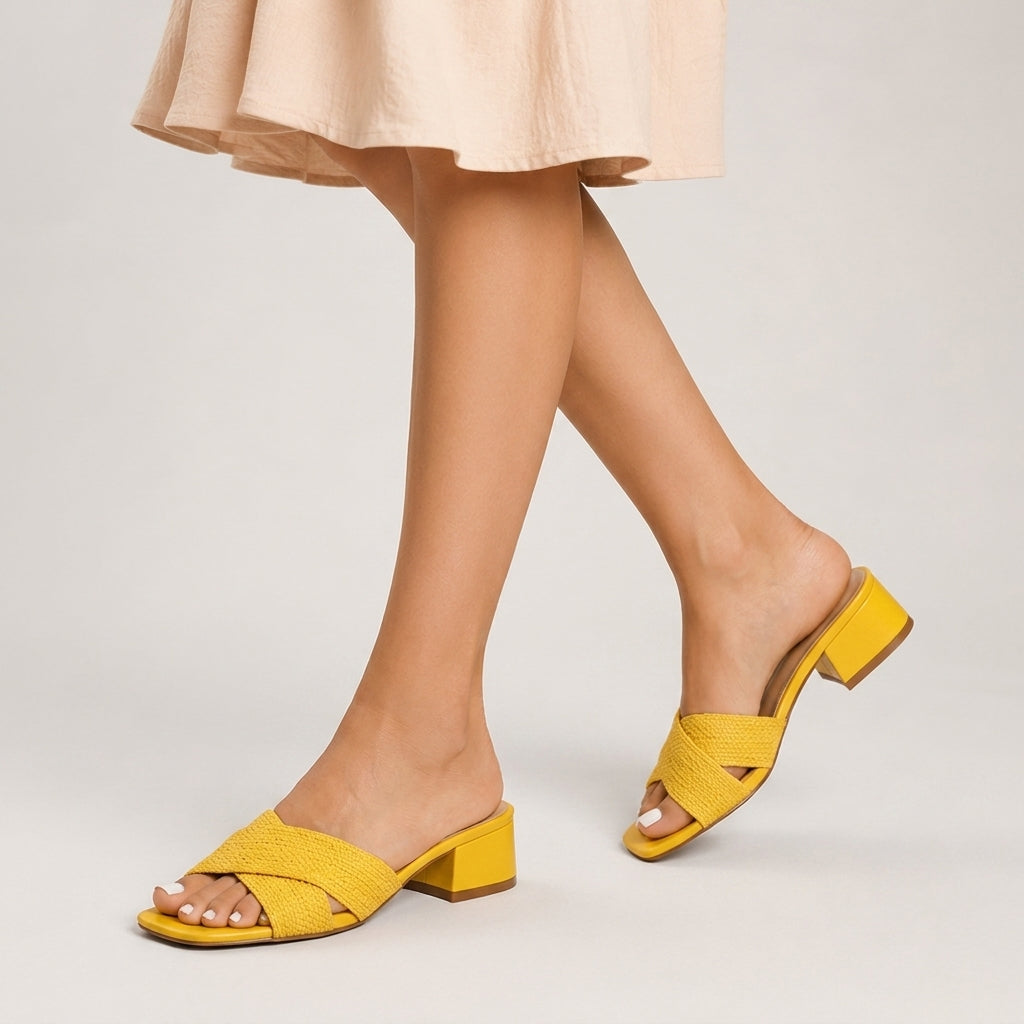 Woven cross-strap block heel mules, alternate view 4