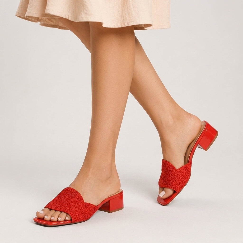 Woven cross-strap block heel mules, alternate view 2