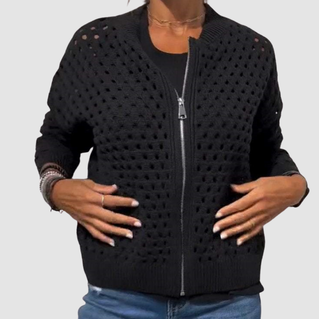 Let Cardigan-Jakke med Lynlås