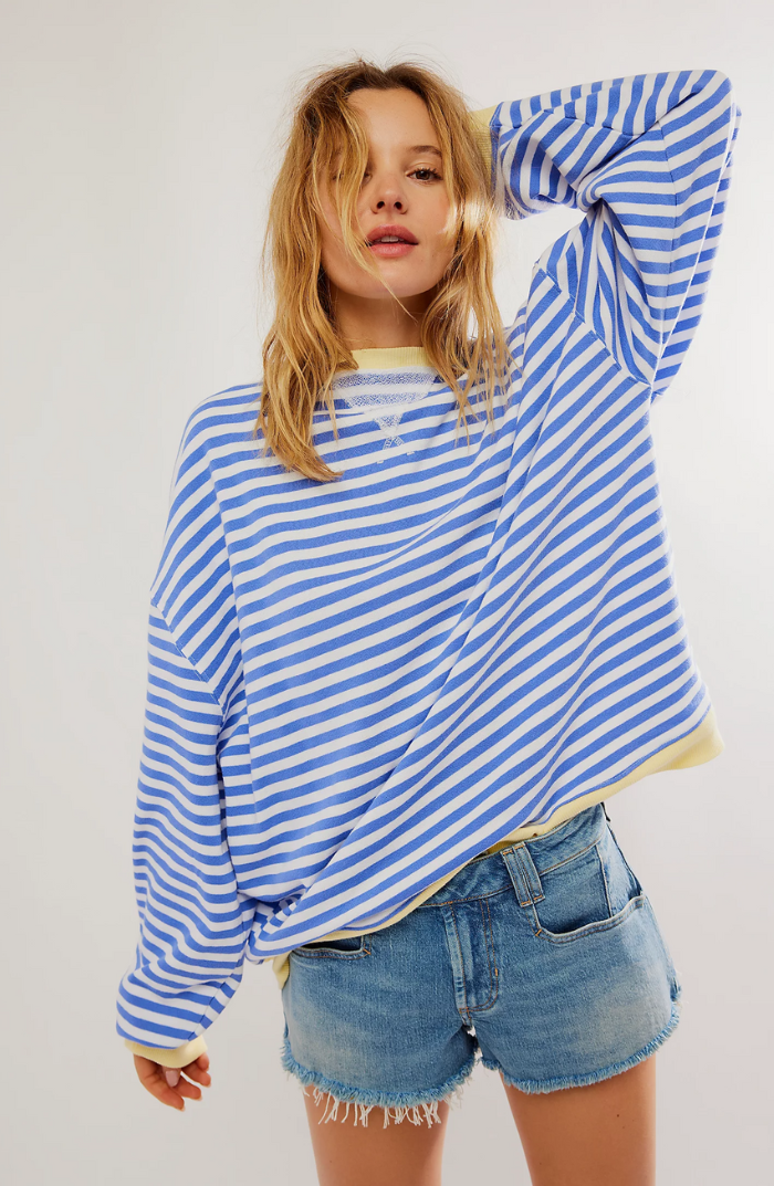 Oversized Stribet Sweater til Damer – set bagfra