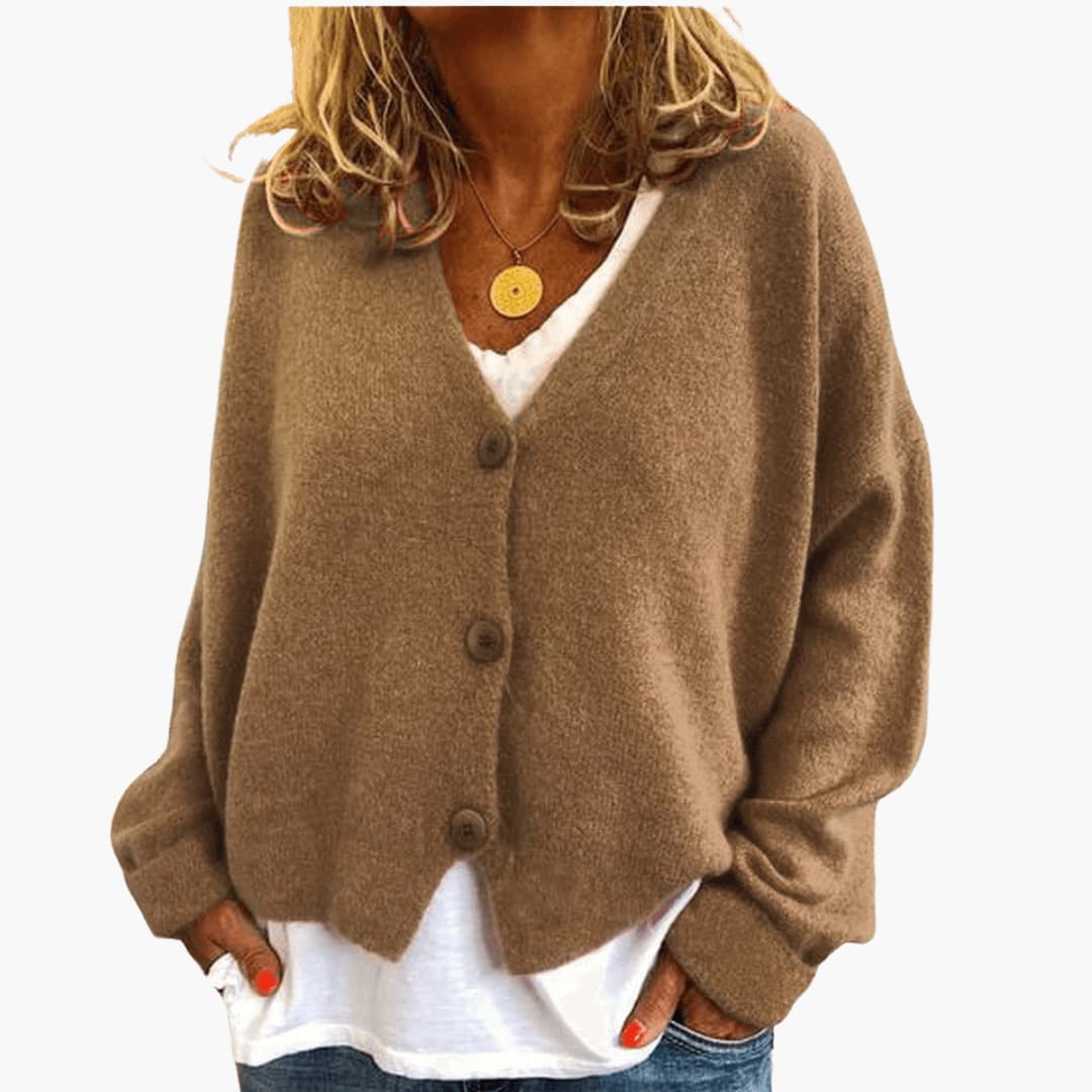 Hyggelig Cardigan med V-hals og Knapper