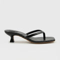 Square-toe kitten heel toe-post sandals