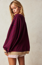 Oversized Stribet Sweater til Damer – set fra siden