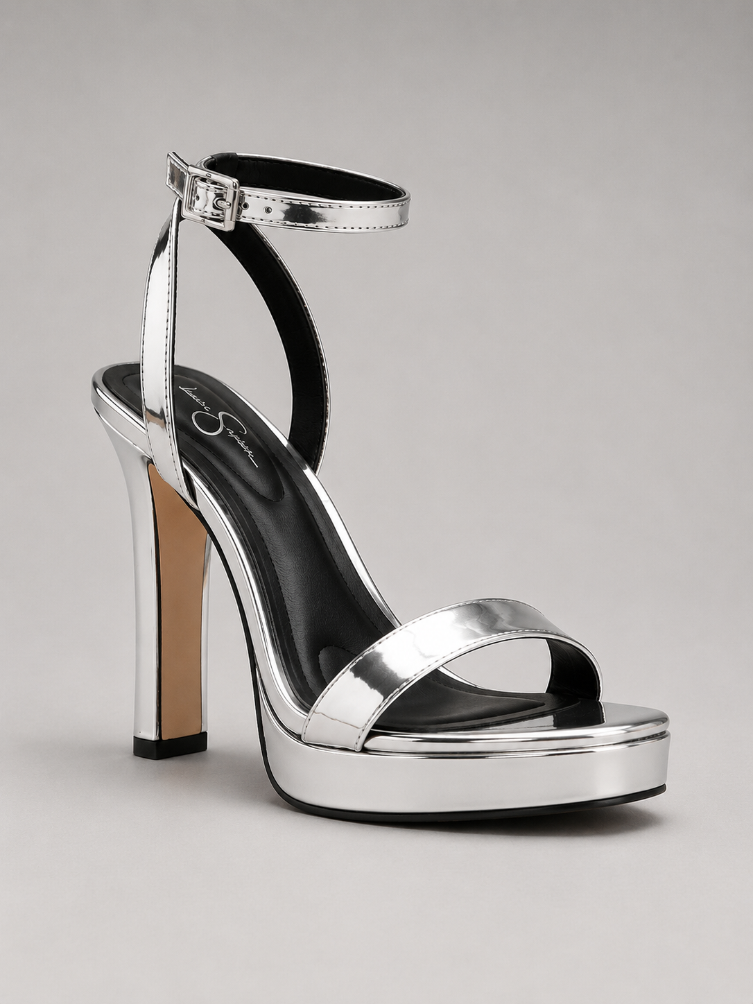 Lizzy | Luna Silver Platform Ankle-Strap Heels for Women