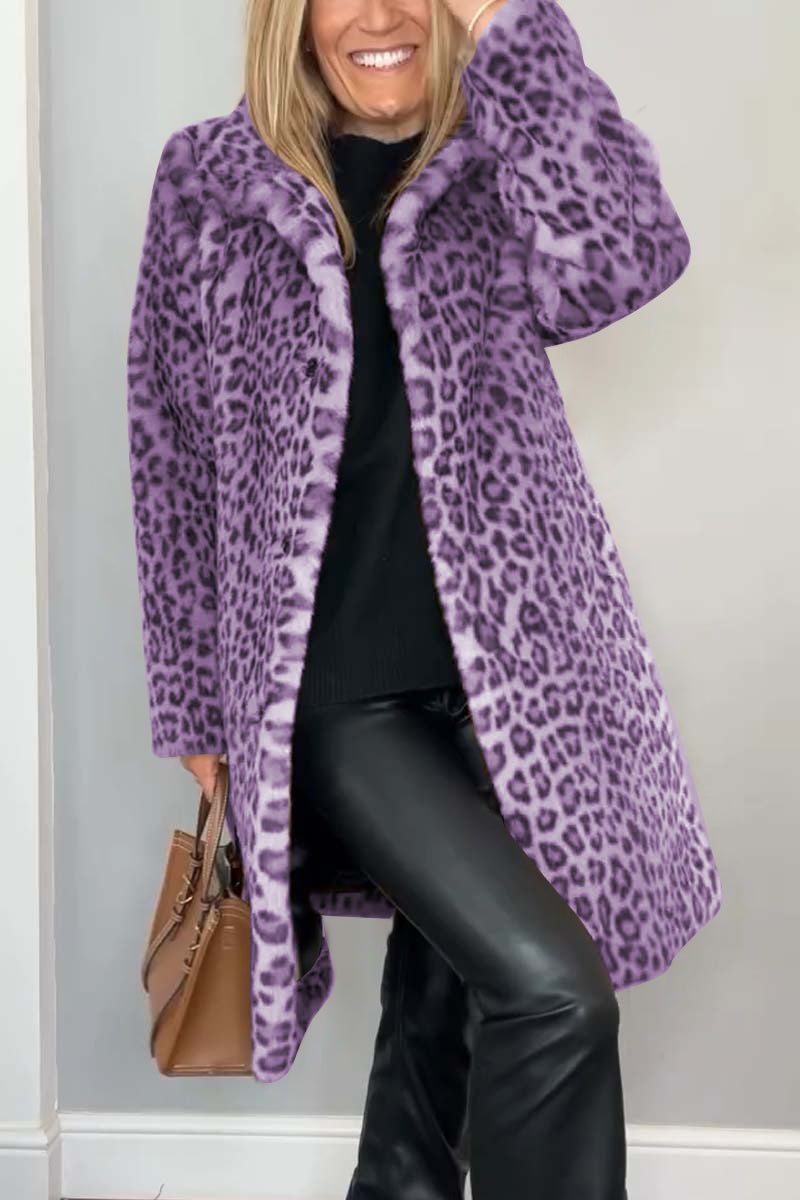 Elegant Leopardprint Frakke