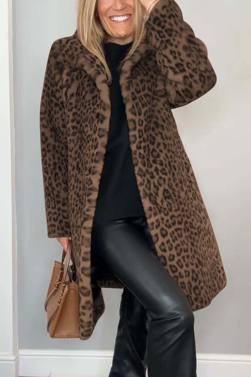 Elegant Leopardprint Frakke