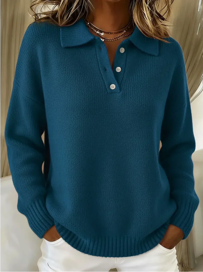 Strikket Polosweater i farven Rød, vist fra siden