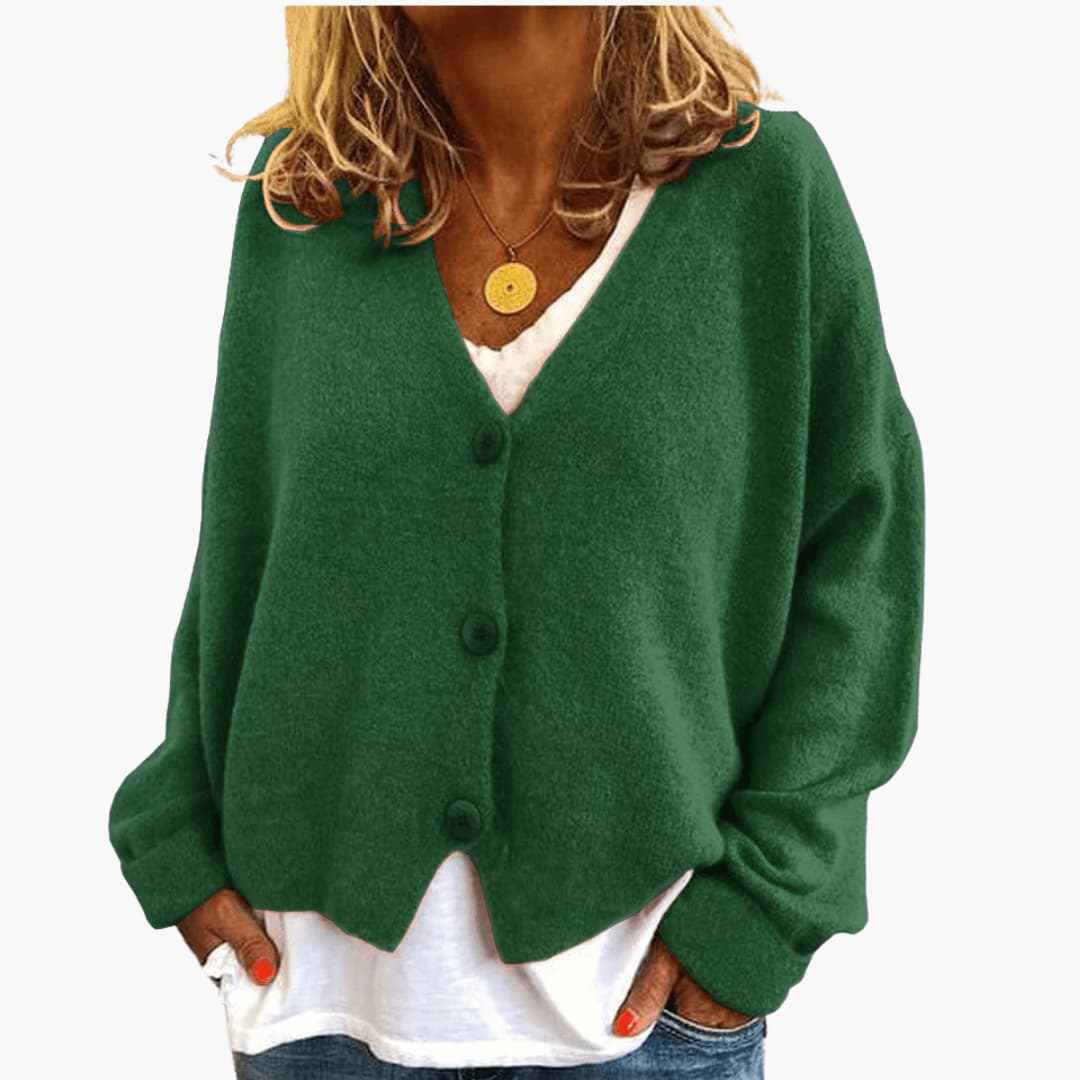 Hyggelig Cardigan med V-hals og Knapper
