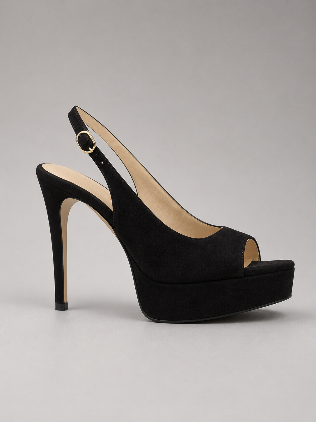Tracy | Black Platform Slingback Heels for Women