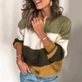 Farveblok Sweater med Rund Hals til Damer – set bagfra