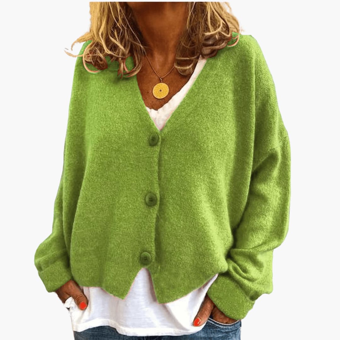 Hyggelig Cardigan med V-hals og Knapper