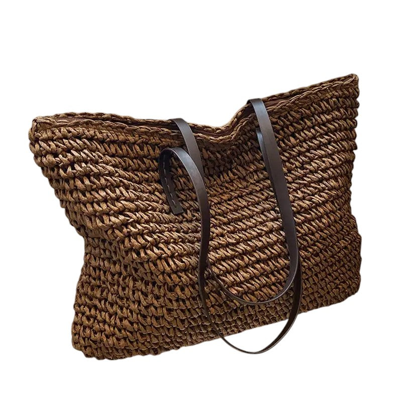 Strandtaske med hanke i læderlook