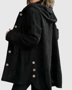Oversized Fløjlsfrakke med Hætte