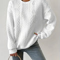 Teksturet kabelstrik-sweatshirt, set forfra