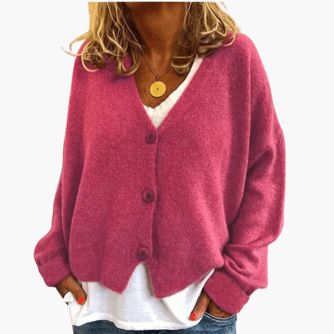 Hyggelig Cardigan med V-hals og Knapper