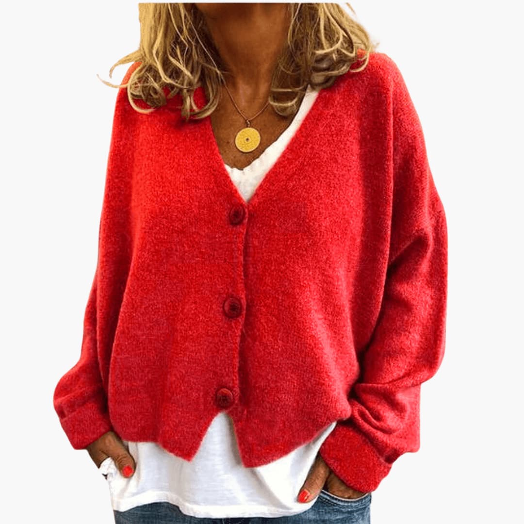 Hyggelig Cardigan med V-hals og Knapper