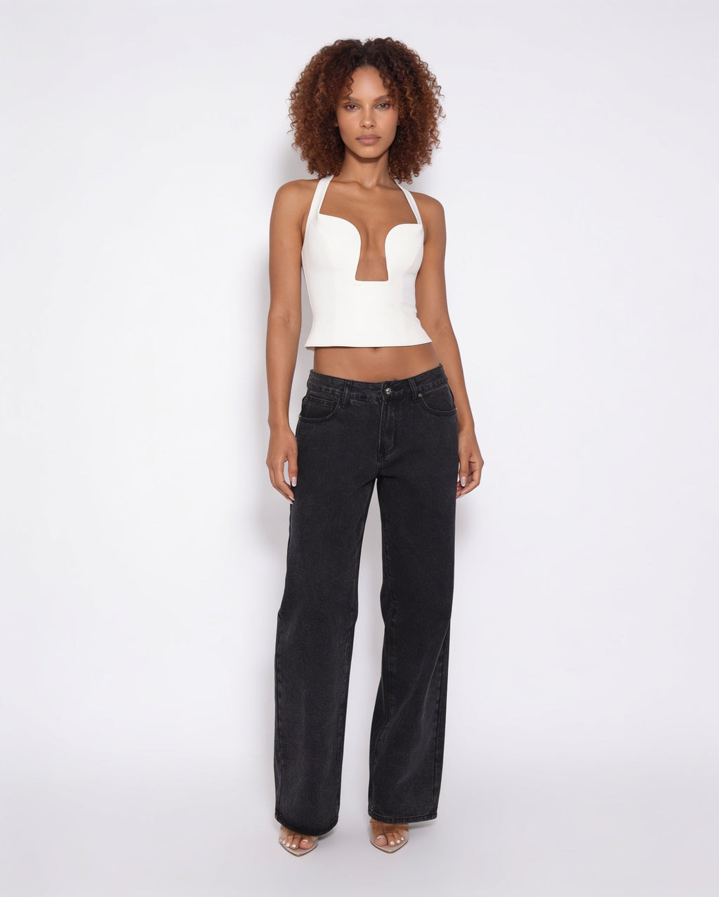 Cut-out halter bustier top, detail view 2