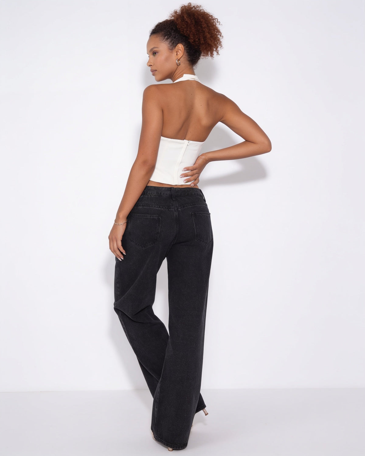Cut-out halter bustier top, detail view 1