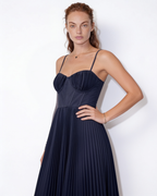 Ruched bustier pleated midi dress, detail view 5