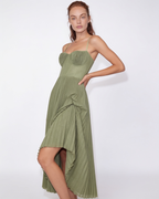 Ruched bustier pleated midi dress, detail view 2