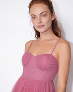 Ruched bustier pleated midi dress, detail view 12