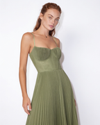 Ruched bustier pleated midi dress, detail view 3