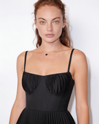 Ruched bustier pleated midi dress, detail view 18