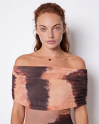 Sheer off-shoulder ruched maxi dress, detail view 12