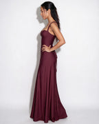 Ruched lace-up back maxi dress, detail view 2
