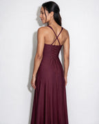 Ruched lace-up back maxi dress, detail view 1